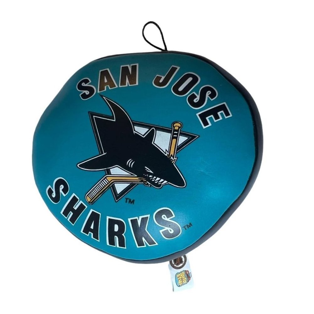 NHL San Jose Sharks Window Cling Round Teal and Black VIntage Good Stuff 1993